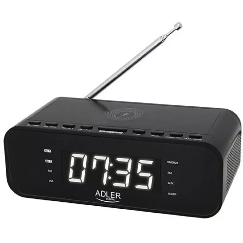 Pulkstenis ar radio, modinātāju un bezvadu lādētāju Adler AD 1192B