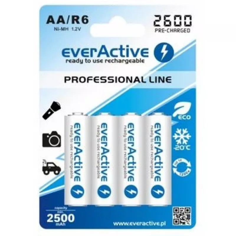 Baterii Reincarcabile R6 AA 2600mAh EverActive Professional iepakojuma saturs 1x blisteris
