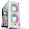 PC korpuss MODECOM AMIRANI ARGB Midi Tower balts — ATX/ITX, 35 cm GPU, 16,5 cm CPU dzesētājs, 2x200 mm ventilatori