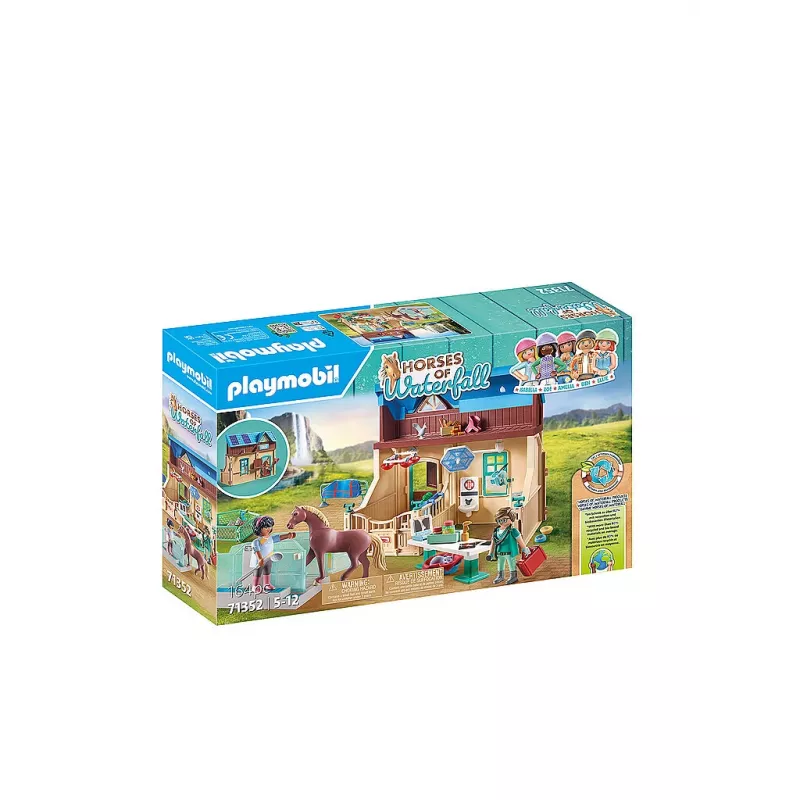 Playmobil Horses of Waterfall - Jāšanas terapija un veterinārā prakse - Lomu un iztēles spēle bērniem vecumā no 5 līdz 10 gadiem - Fat Brain Toys