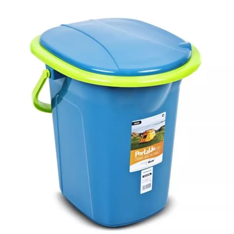 GreenBlue GB320BL Pārnēsājams ceļojumu tualetes spainis ar sēdekli, vāku un rokturi, izturīgs, stabils, 19 L