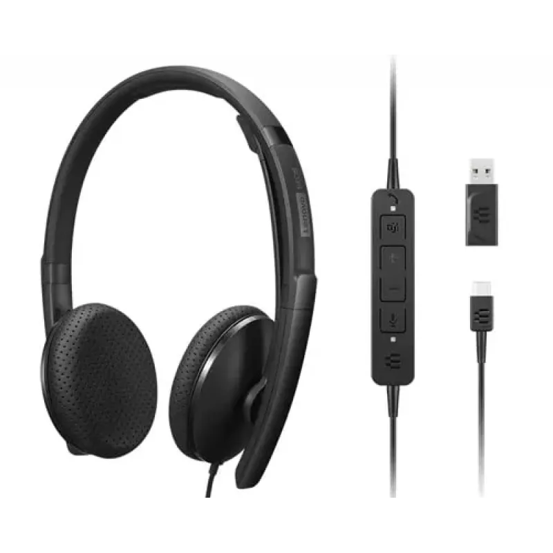 Lenovo 4XD1M45626 austiņas/headset ar vadu, galvas lente, USB Type-C, melnas