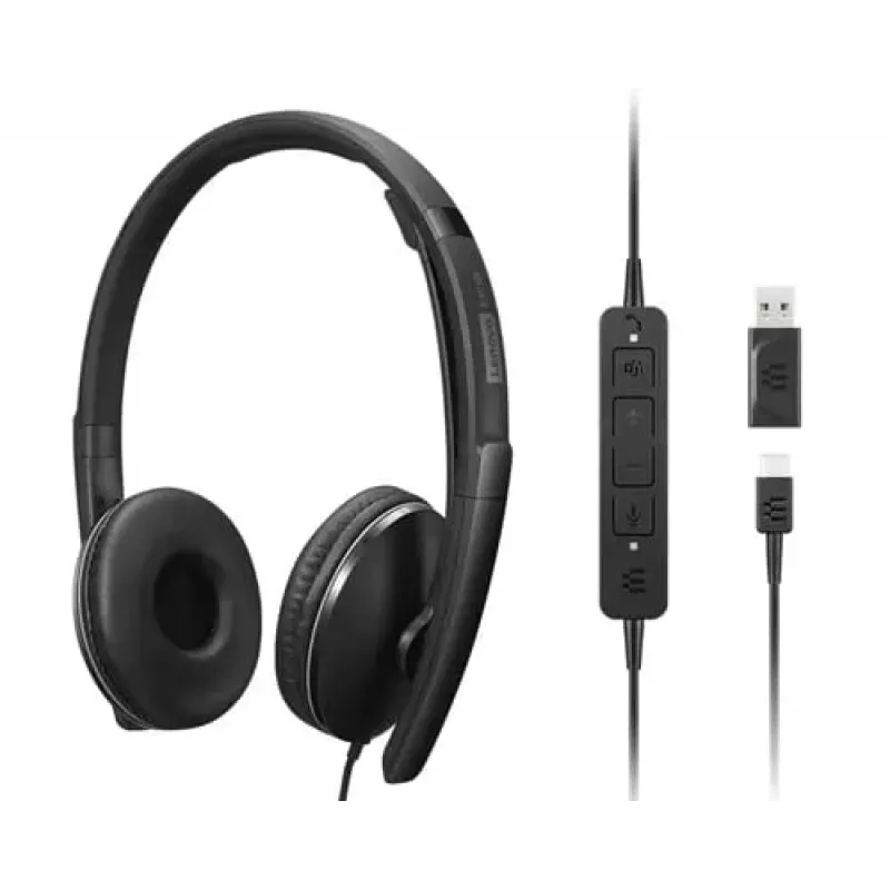 Lenovo 4XD1M45627 austiņas/headset Vadu Austiņu lente USB Type-C Melns