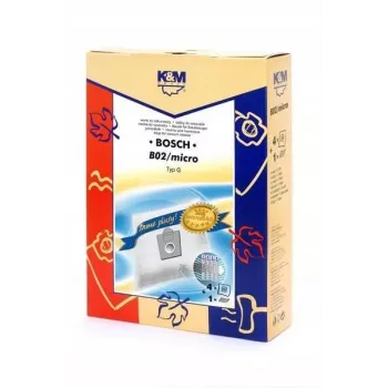 Putekļu maisiņi 4 gab., km, modelis KM-B02 — rezerves mikrofiltrējošie maisiņi saderīgiem putekļsūcējiem (bojāts iepakojums)