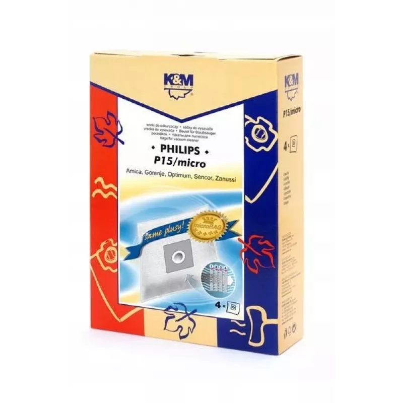 Putekļu maisi km KM-P15 — 4 gab., ar mikrofiltrēšanas iespēju