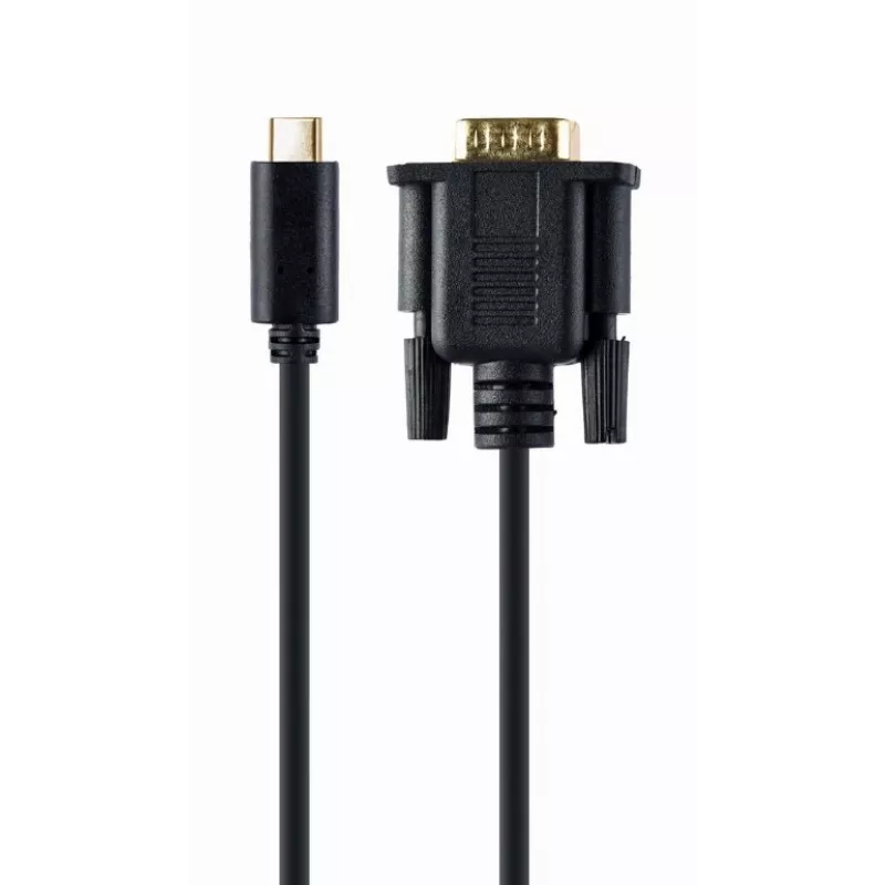 USB grafiskais adapteris Gembird A-CM-VGAM-01, USB-C uz VGA, 1920x1080, 0,15 m kabelis, melns