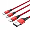 UNITEK C4049RD USB kabelis 1,2 m USB A USB C/Micro-USB B/Lightning Sarkans