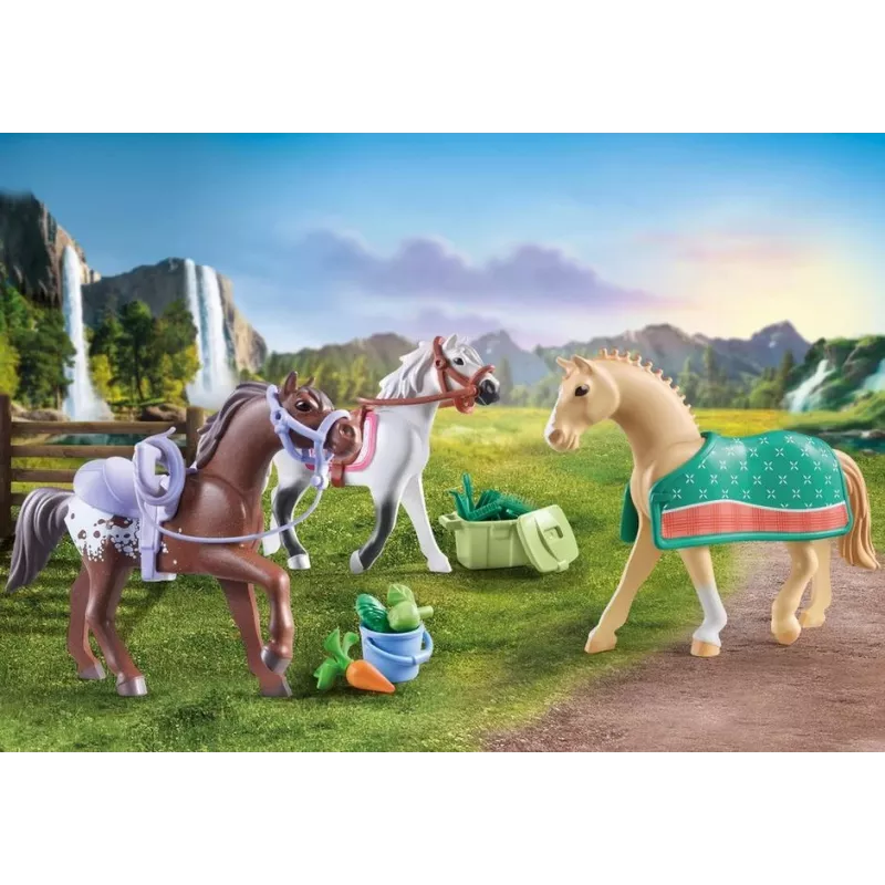 Playmobil 71356 Horses of Waterfall - Trīs zirgi ar segliem