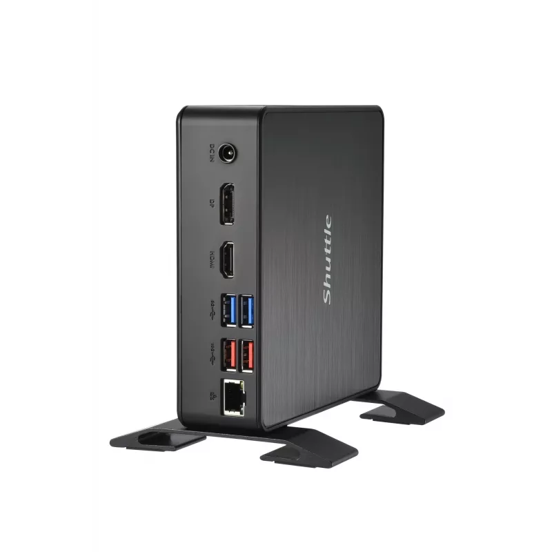 Shuttle XPC Nano PC NC40U, Intel Celeron 7305U, 1x HDMI, 1x DP, 1x USB-C/DP, 6x USB 3.2, 1x 2,5 collu slots, 2x M.2, 1x LAN, RAID, nepārtraukta darbība 24/7, iekļauts VESA un statīvs