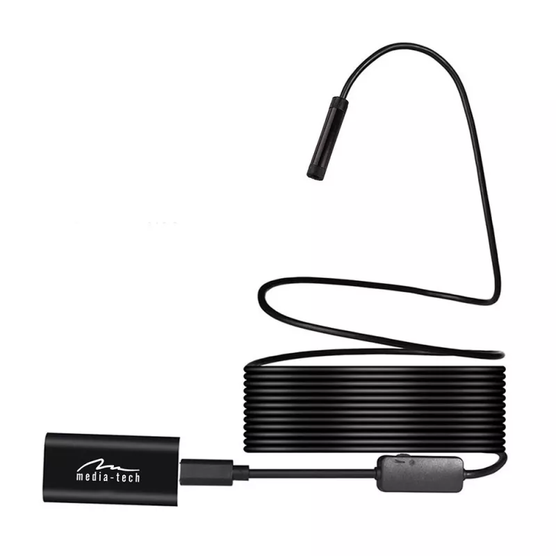 WiFi endoskops MEDIA-TECH MT4099, 8 mm zonde, 5 m kabelis, IP67, 1280×720@30fps, 70° skatīšanās leņķis, 800 mAh baterija