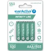 Uzlādējamās AAA NiMH baterijas everActive EVHRL03-550 1.2V 550mAh iepakojumā pa 4, cilindriskas R03