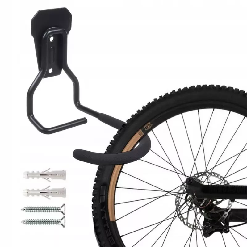 Velosipēda sienas stiprinājums MACLEAN MC-433 vertikāla velosipēda pakaramais, salokāms, regulējams platums, velosipēdiem līdz 20 kg, melns
