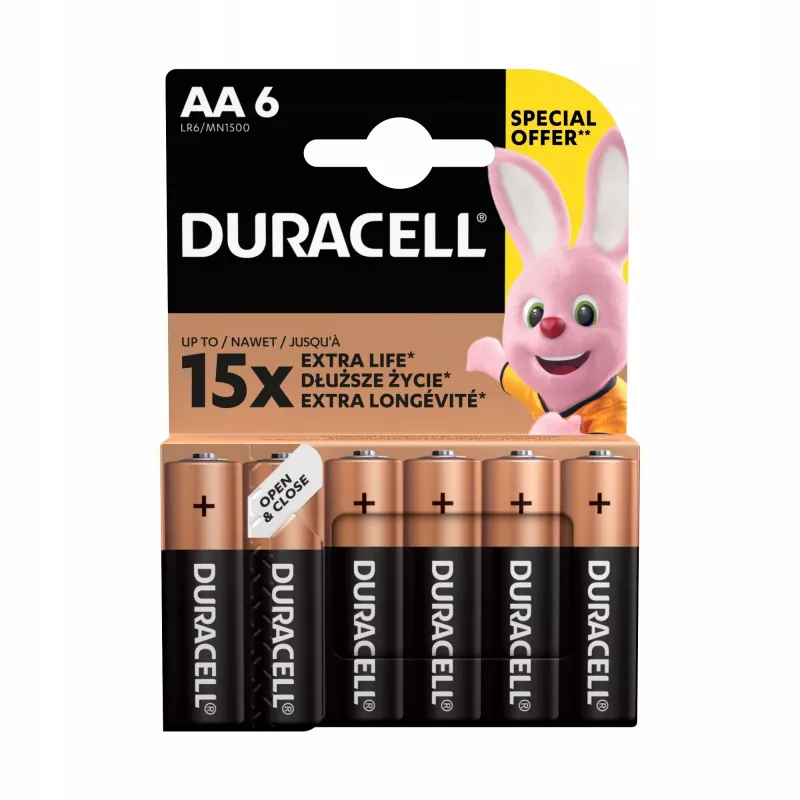 Bateriju iepakojums Duracell Basic AA / LR6 — 6 gabali (sārmu)