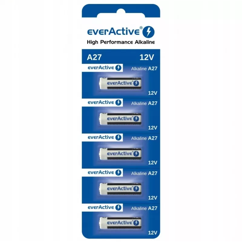 Uzlādējamu bateriju komplekts everActive 27A5BL, sārmu, 12 V, cilindriskas, 5 gab., 27,3 × 7,62 mm