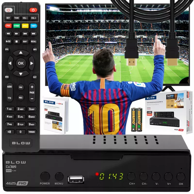 Digitālais TV uztvērējs BLOW 4625FHD DVB-T2 H.265 virszemes uztvērējs, HDMI, USB, SCART, Ethernet, S/PDIF