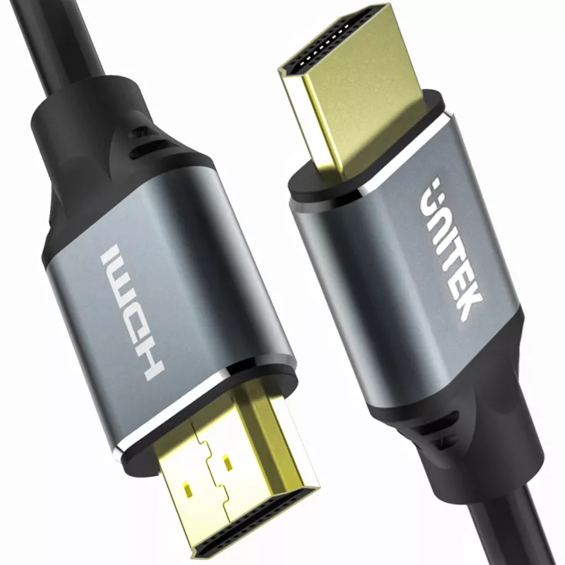 HDMI kabelis Unitek C138W 2 m — HDMI 2.1, 48 Gbit/s, 4K/120Hz, HDR10 & Dolby Vision, ARC, zeltīti savienotāji
