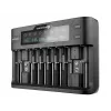 Baterijas lādētājs everActive UC-800 AC 12V 3A — LiFePO4/LiPo/NiMH, atbalsta AA/AAA/9V, līdz 10 baterijām, 12 V ieeja, iebūvēts displejs, melns
