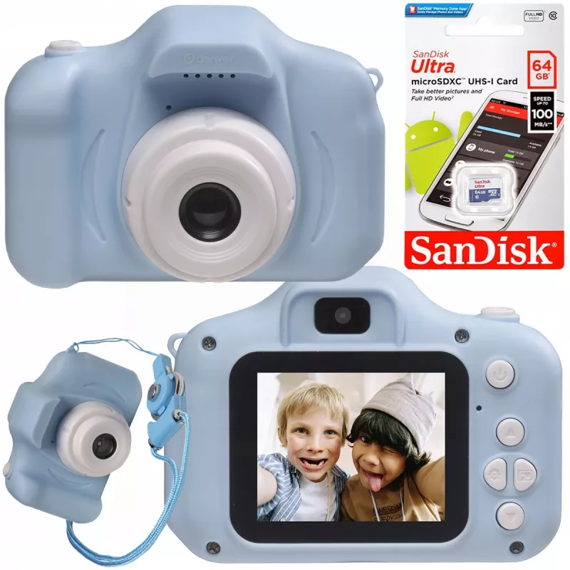 Denver Camera KCA-1340BU bērniem, rotaļlietu spēles, 64 GB karte
