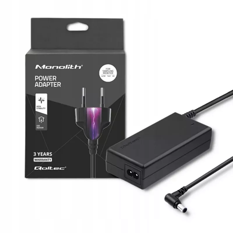 Mobilo ierīču lādētājs QOLTEC 51773, 42W, 14V 3A, ieeja 220–240V 50/60Hz, melns, 1,19m kabelis