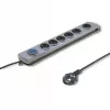 Pārsprieguma aizsargs QOLTEC 50199 — 6 ligzdas, 5 m kabelis