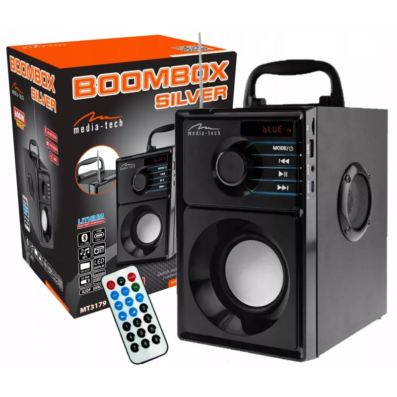 Bezvadu skaļrunis MEDIA-TECH MT3179, 20W (RMS 15W), Bluetooth 5.1, FM, MicroSD, USB, AUX, Li-Ion, 6 h, koka korpuss