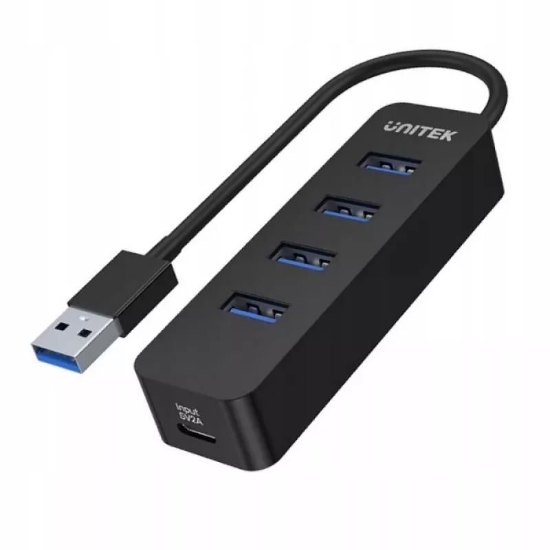 UNITEK uHUB Q4 USB 3.2 Gen 1 (3.1 Gen 1) Type-A 5000 Mbit/s Melns