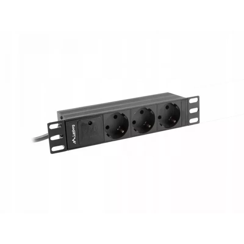 Lanberg PDU-03E-0200-BK strāvas sadales bloks (PDU) 3 maiņstrāvas kontaktligzdas 1U melns