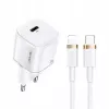 Pārnēsājams tālruņa lādētājs usams T36 ar 1x USB-C PD3.0 un iebūvētu Lightning kabeli