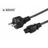 Strāvas kabelis SAVIO CL-67 1.2 m H03VV-F 3×0.75 mm² IEC C uz CEE7/7 melns