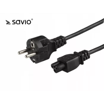 Strāvas kabelis SAVIO CL-67 1.2 m H03VV-F 3×0.75 mm² IEC C uz CEE7/7 melns
