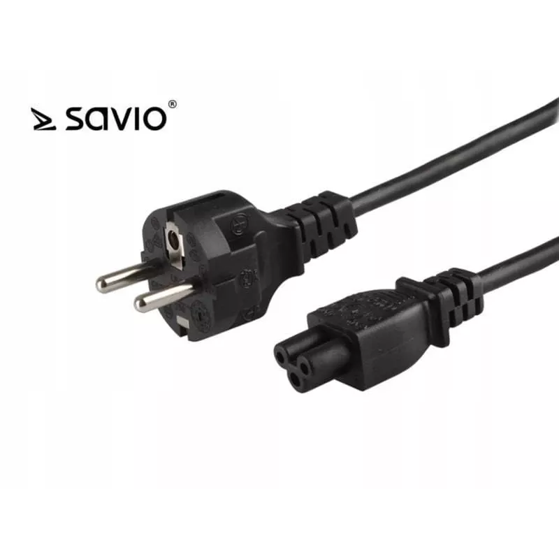 Strāvas kabelis SAVIO CL-67 1.2 m H03VV-F 3×0.75 mm² IEC C uz CEE7/7 melns