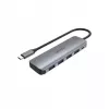 USB centrmezgls Unitek P5+ — 5 porti (4 × USB 3.2 Gen 2 Type-A), USB 3.2 Gen 1 resursdators, 5 Gbit/s, 10 W PD, alumīnijs, pelēks