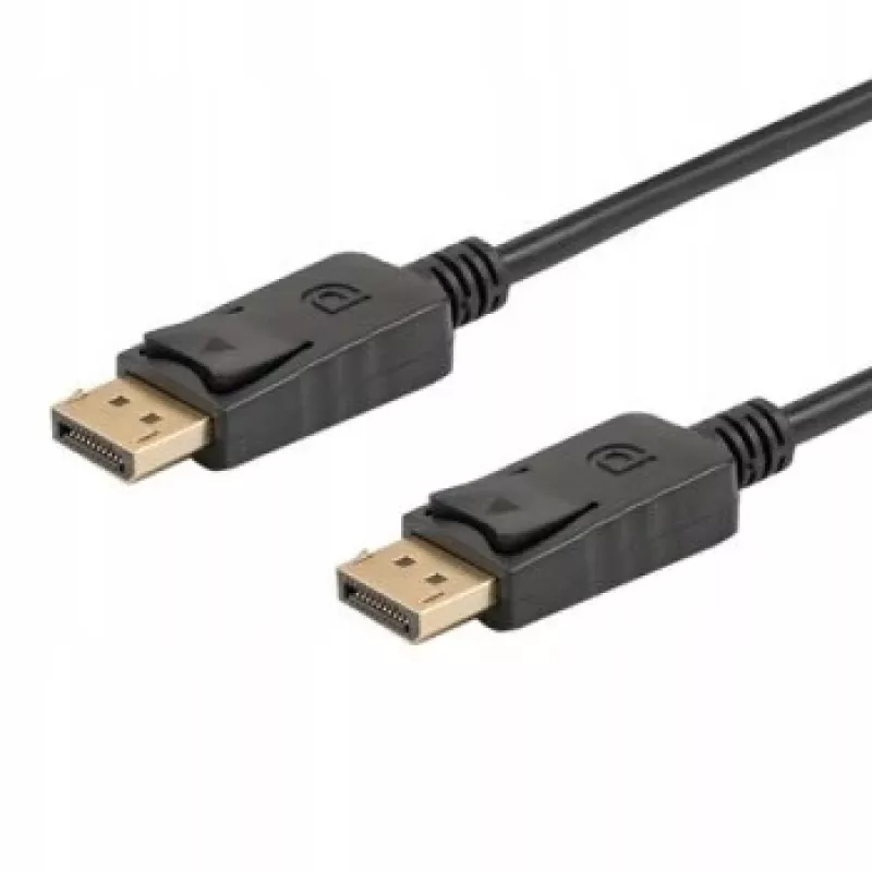 DisplayPort kabelis SAVIO CL-136, DisplayPort vīr.–vīr., 2 m, DP 1.2, zelta kontakti, melns