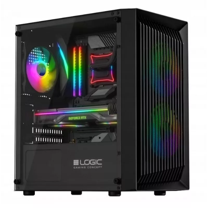 Logic Atos ARGB Mini USB 3.0 Micro Tower korpuss, melns (AM-ATOS-10-0000000-0002)