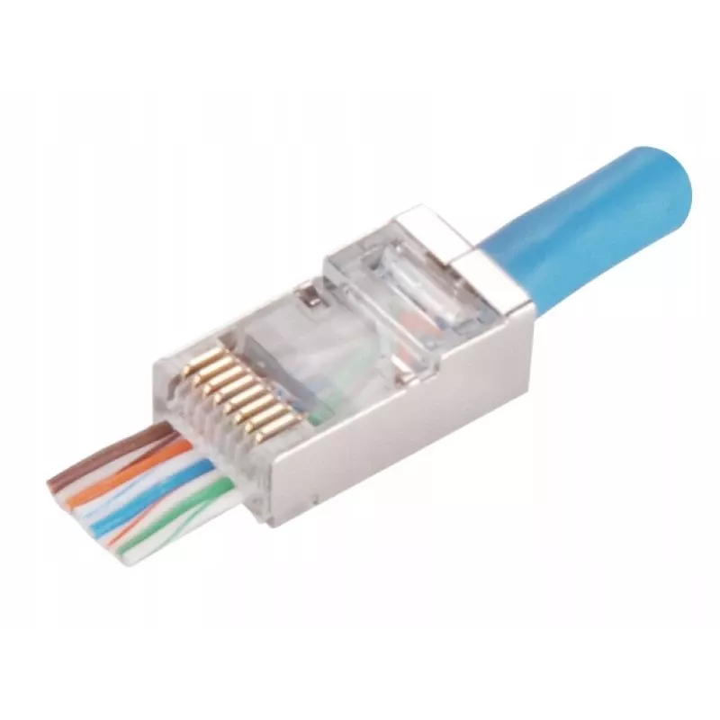 RJ45 STP Cat.5e taisnais kontaktdakša Alantec WT116 iepakojumā pa 100, ekranēts savienotājs 8P8C kabeļiem