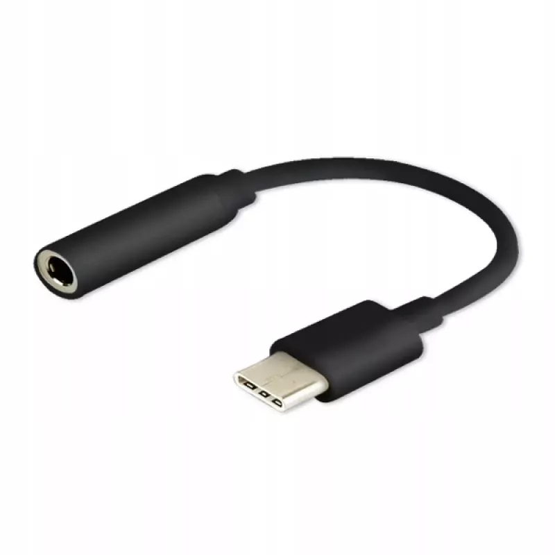 Kabeļu savienotāju adapteris SAVIO AK-35/B USB Type-C (3.1) vīrišķais uz 3,5 mm sievišķo, melns