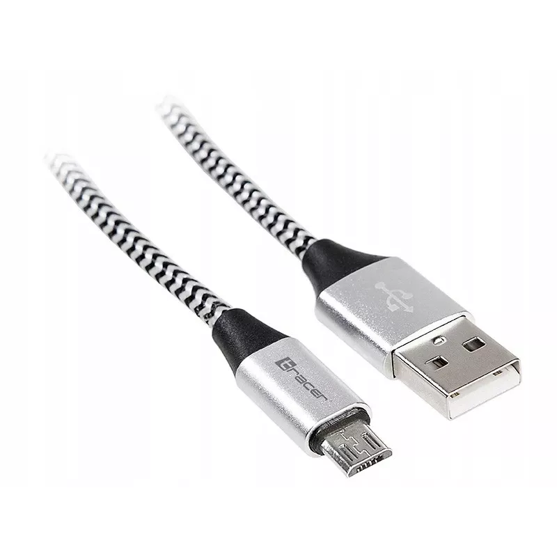USB kabelis Tracer TRAKBK46928 1m USB A Micro-USB B Melns Silver