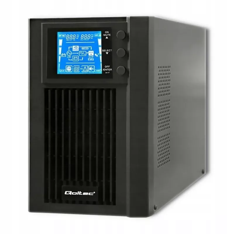 Qoltec 53042 nepārtrauktās barošanas avots (UPS) Dubultās pārveidošanas (Online) 1 kVA 800 W 2 maiņstrāvas kontaktligzdas