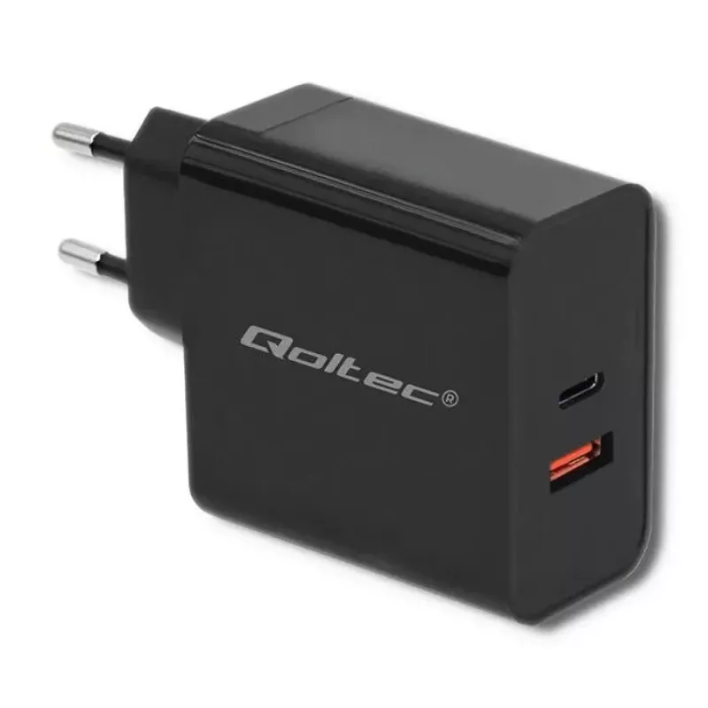 Barošanas adapteris QOLTEC 51716 — maiņstrāva 220–240 V līdz 20 V 3 A (63 W), melns, iekštelpu universāls lādētājs