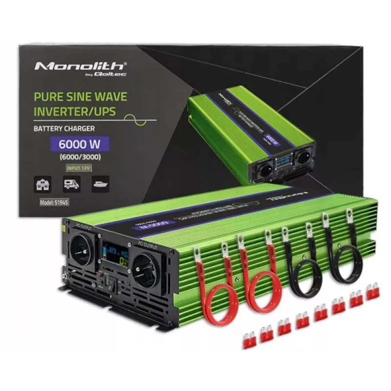 Auto invertors Qoltec Monolith 6000 W zaļš 12 V
