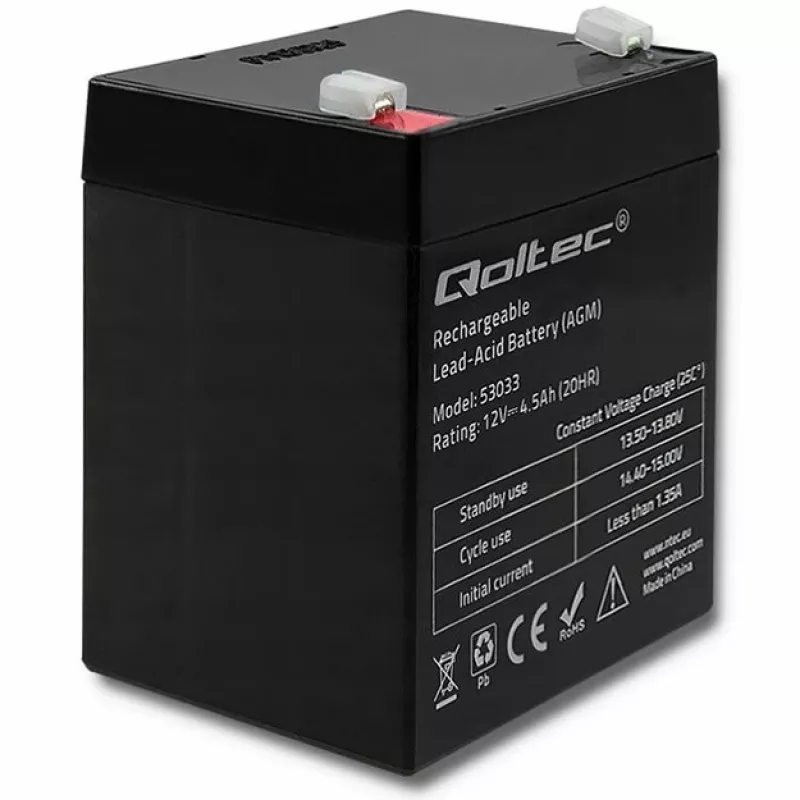AGM akumulators Qoltec 53033 4,5 Ah 15 V 65,5 A motociklam
