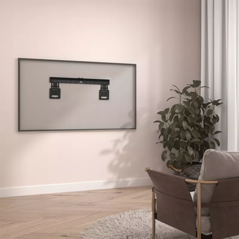 Maclean MC-481 Ultra plakans, plāns TV sienas stiprinājums 37-80 collu plakaniem un izliektiem televizoriem, līdz 75 kg, VESA 600x400 universāls TV stiprinājums