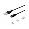 Savio CL-152 USB kabelis 1 m USB 2.0 USB C Micro USB A/Lightning Melns