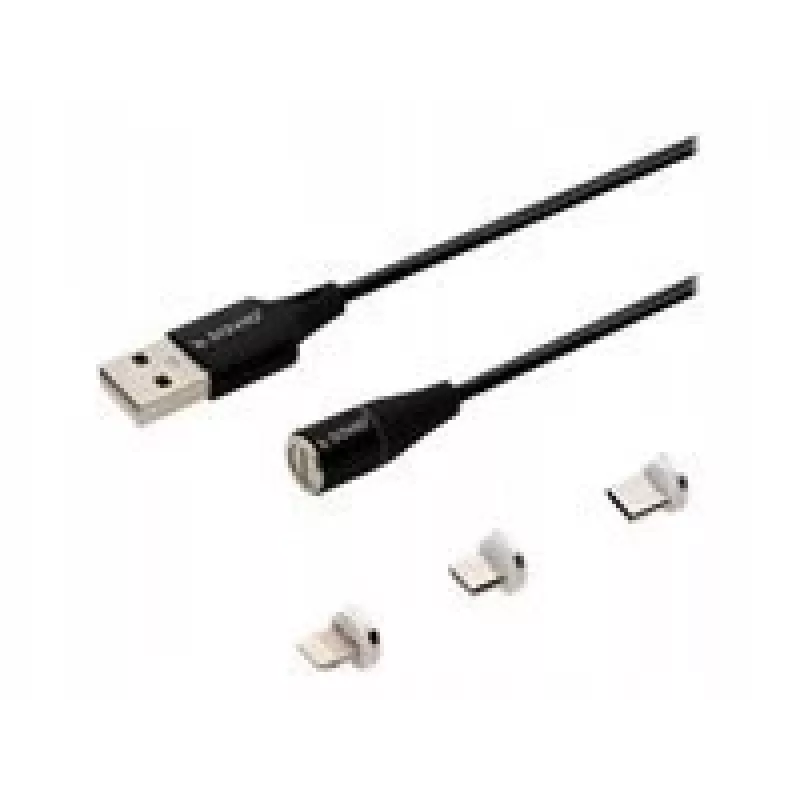 Savio CL-152 USB kabelis 1 m USB 2.0 USB C Micro USB A/Lightning Melns