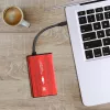 HDD/SSD korpuss QOLTEC 51860 2,5 collu SATA III diskdziņiem, USB Type-A, 5 Gbit/s, alumīnijs, sarkans