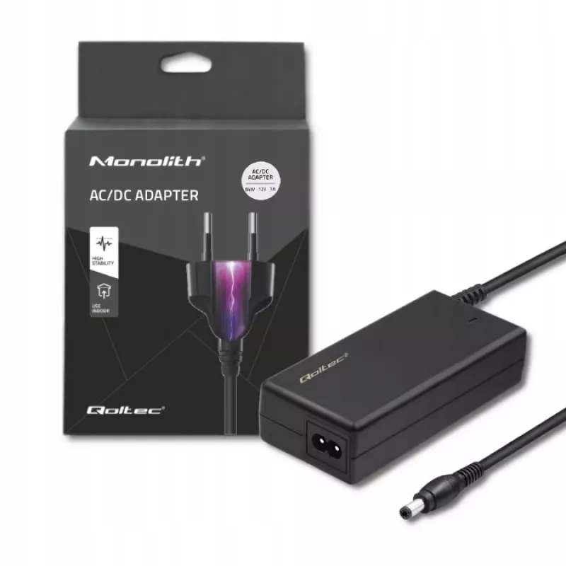 Qoltec 84W Desktop Power Supply | 12V | 7A | 5.5*2.5 | +strāvas kabelis