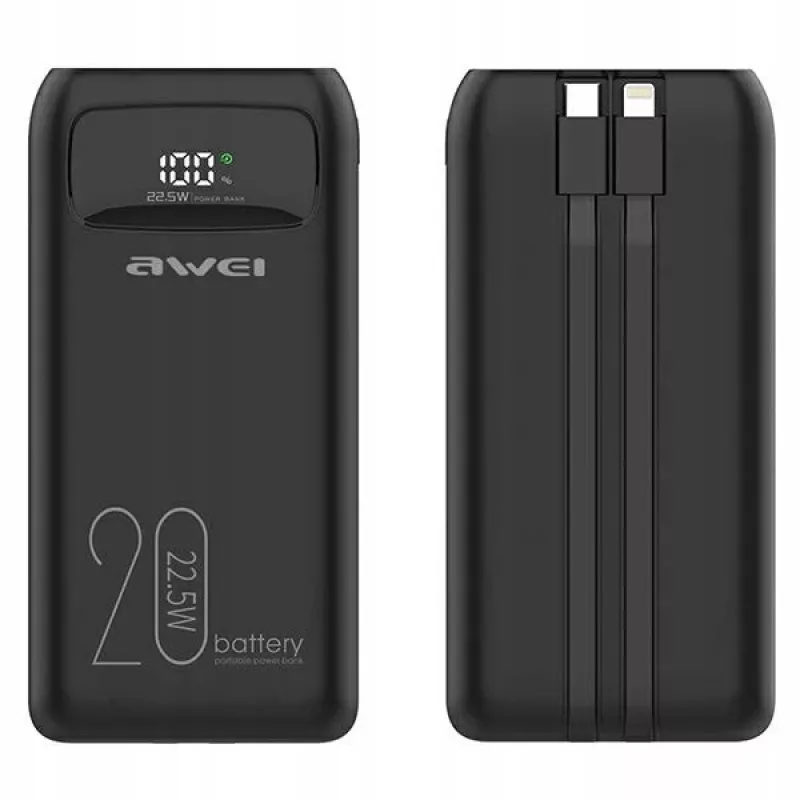 Ārējais akumulators 20000mAh P169 K 22.5W USB-C + Apple Cab