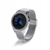 Smartwatch ORO-MED ORO-SMART CRYSTAL SILVER — apaļš metāla korpuss, LCD 240×198, 1,04 collu displejs, Bluetooth 4.0, ūdensizturīgs, 120 mAh baterija