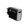 NATEC maiņstrāvas ātrās uzlādes iekštelpu vadu lādētājs Ribera — 18W (5–15V, līdz 3A), 1× USB-A, Huawei FCP/SCP, melns