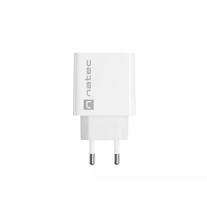 Iekštelpu maiņstrāvas ātrās uzlādes lādētājs NATEC RIBERA 12V 20W USB-C PD 3.0 + USB-A Samsung AFC balts
